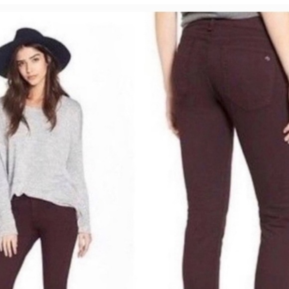 Rag & Bone Nordstrom Women's Wine zipper legging Skinny Jeans‎ 32 - Picture 1 of 6